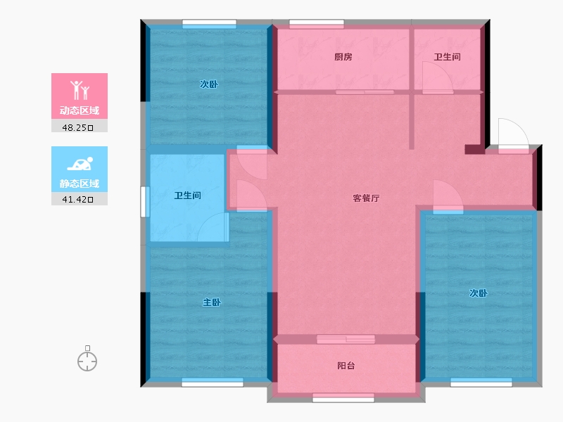 黑龙江省-牡丹江市-月星环球港-82.00-户型库-动静分区