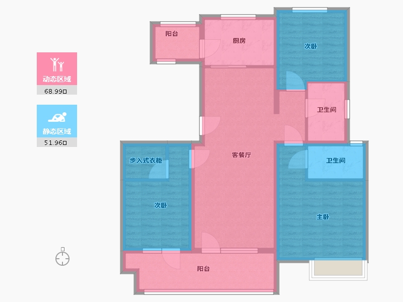 山东省-青岛市-海信花街小镇(二期)-108.00-户型库-动静分区