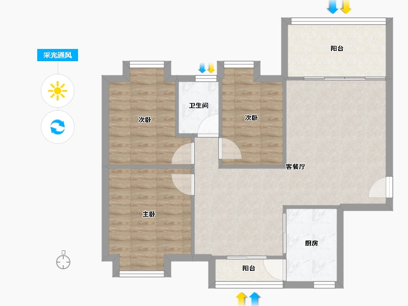 广东省-广州市-云水雅苑-75.68-户型库-采光通风