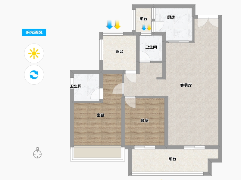 贵州省-贵阳市-吾悦华府-80.80-户型库-采光通风