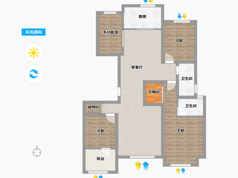 河北省-廊坊市-世嘉正园-104.87-户型库-采光通风