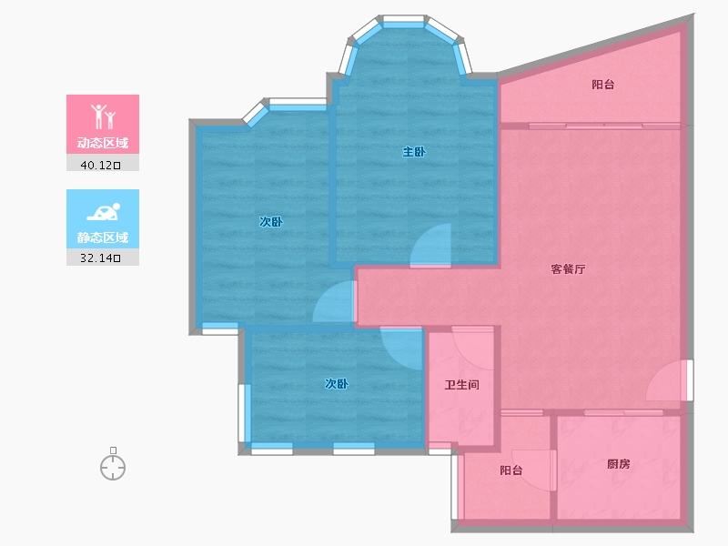 广东省-广州市-祈福新村山泉居-65.50-户型库-动静分区