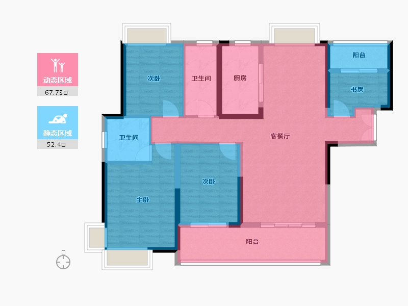 湖南省-岳阳市-白云湖公馆-110.40-户型库-动静分区