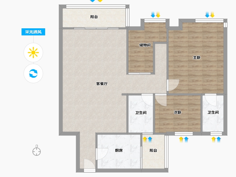 广东省-肇庆市-尚东康城-90.00-户型库-采光通风