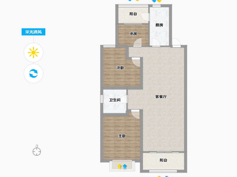 山东省-青岛市-融创维多利亚湾-96.16-户型库-采光通风