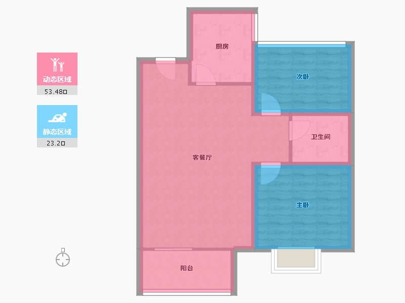 山东省-青岛市-融创维多利亚湾-68.81-户型库-动静分区