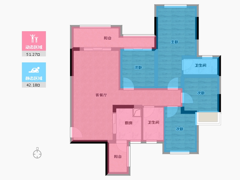 重庆-重庆市-东海香悦里-84.26-户型库-动静分区