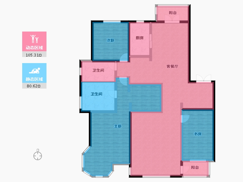 黑龙江省-齐齐哈尔市-锦湖金色世家-167.20-户型库-动静分区