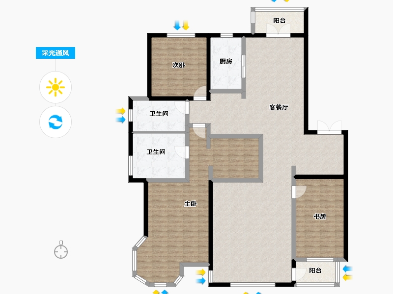 黑龙江省-齐齐哈尔市-锦湖金色世家-167.20-户型库-采光通风