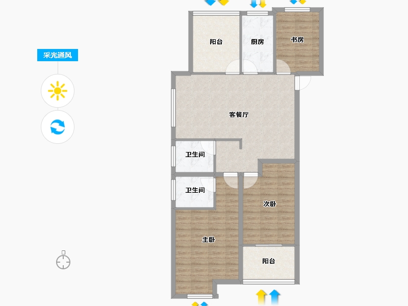 安徽省-合肥市-金辉悦府-96.49-户型库-采光通风