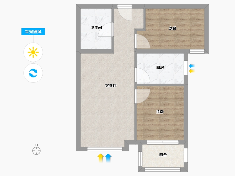 河北省-廊坊市-路劲阳光城-56.00-户型库-采光通风