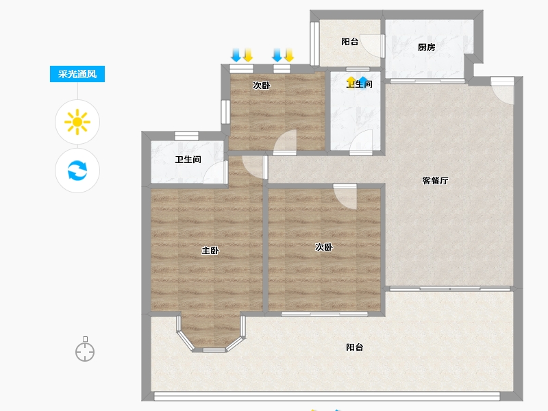 广东省-广州市-祈福新村山泉居-82.00-户型库-采光通风