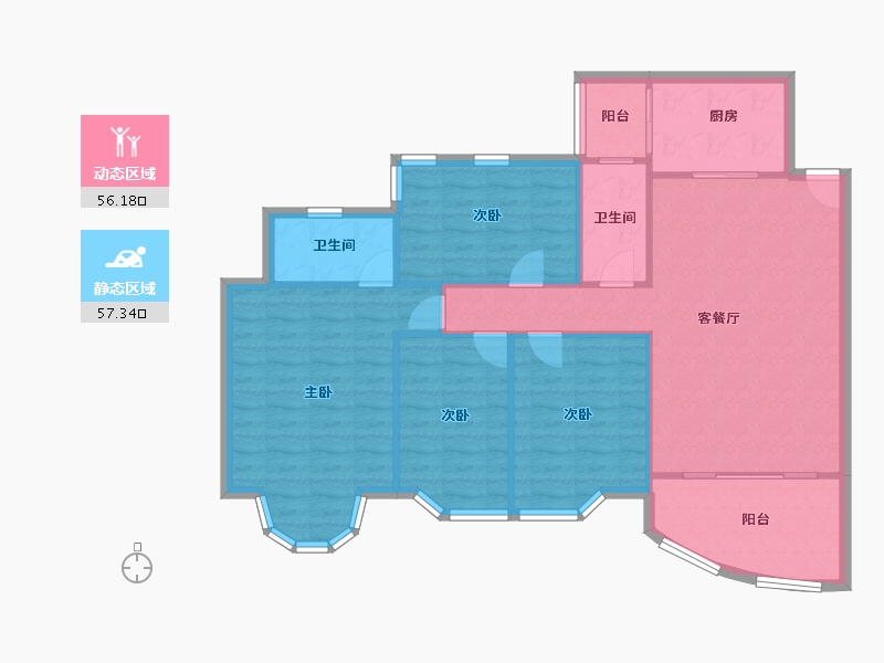 广东省-广州市-祈福新村山泉居-104.23-户型库-动静分区