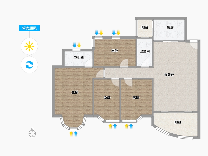 广东省-广州市-祈福新村山泉居-104.23-户型库-采光通风