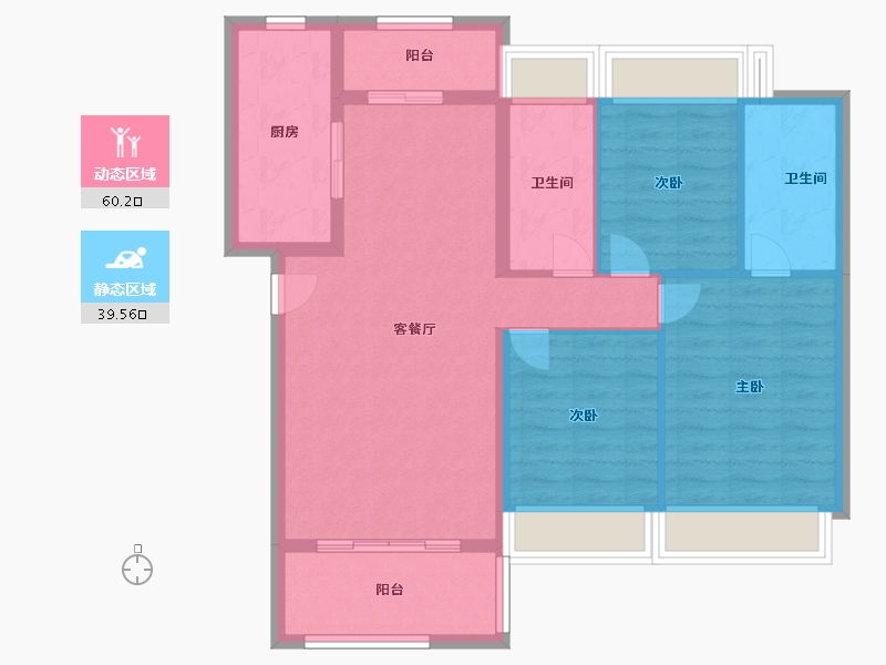 广东省-中山市-广银海棠湾-89.60-户型库-动静分区