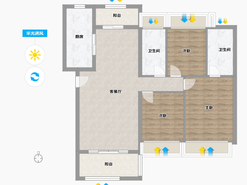 广东省-中山市-广银海棠湾-89.60-户型库-采光通风