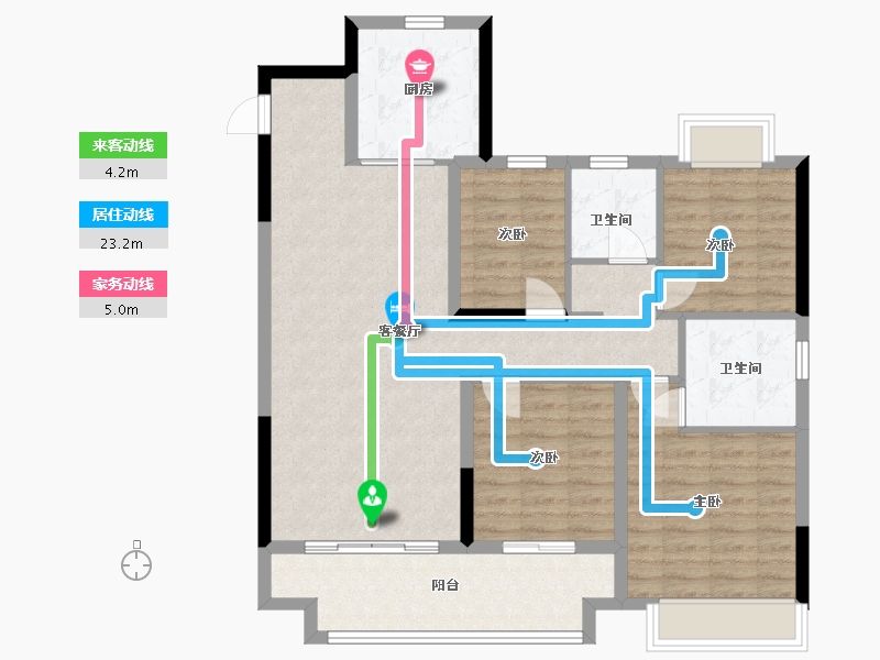 安徽省-阜阳市-港龙美的云筑-100.60-户型库-动静线