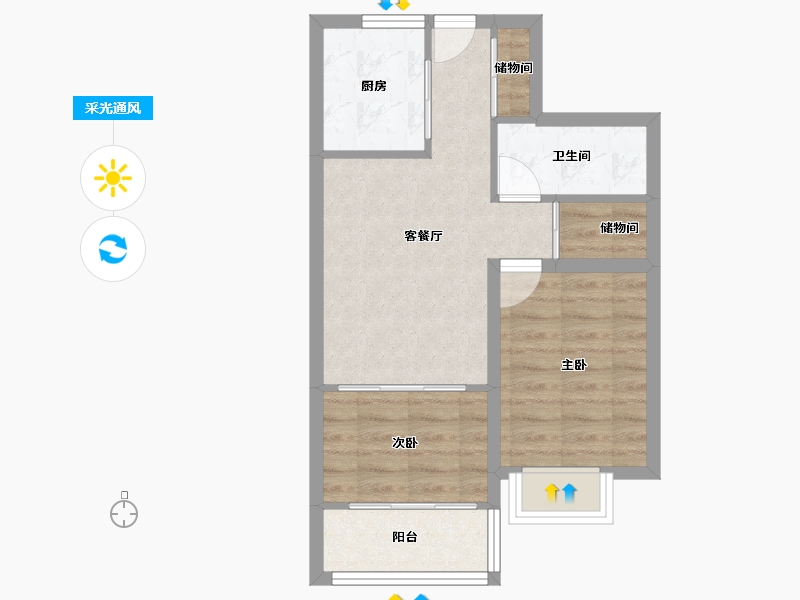 山东省-青岛市-西海景苑-51.31-户型库-采光通风