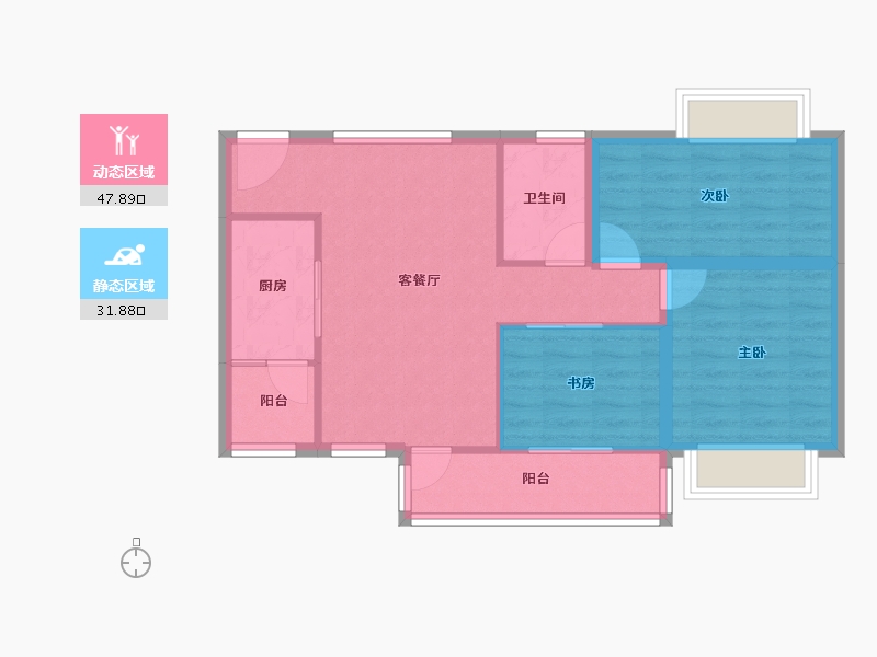 广东省-广州市-鸣翠花园-71.52-户型库-动静分区