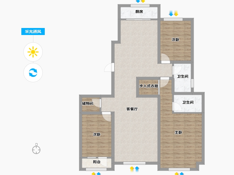 河北省-廊坊市-世嘉正园-106.29-户型库-采光通风