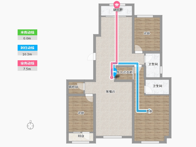 河北省-廊坊市-世嘉正园-106.29-户型库-动静线