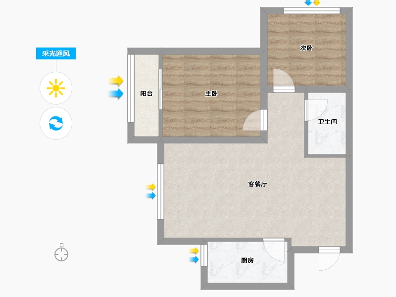 陕西省-西安市-庆华长安家园-55.97-户型库-采光通风