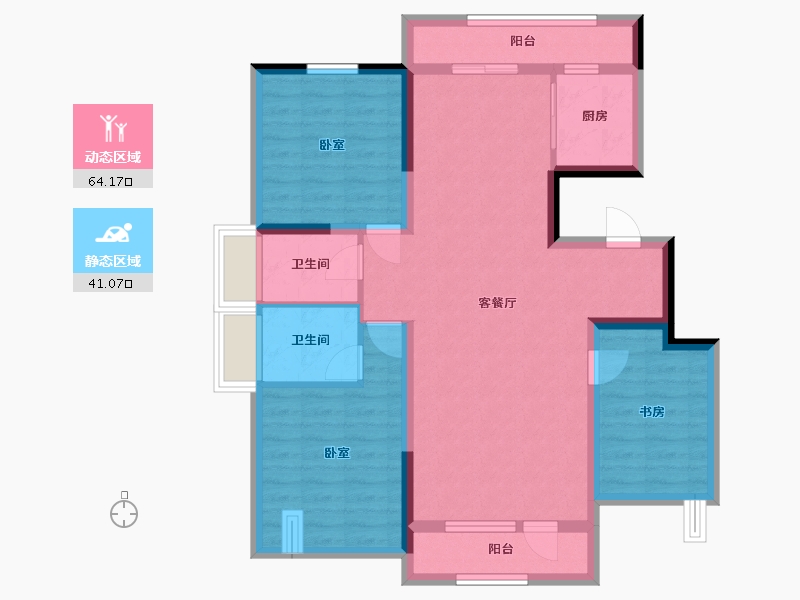 吉林省-吉林市-滨江华府-101.00-户型库-动静分区