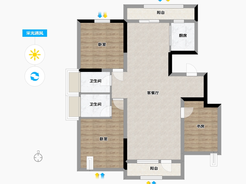 吉林省-吉林市-滨江华府-101.00-户型库-采光通风