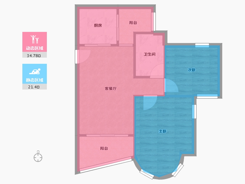 广东省-广州市-祈福新村山泉居-50.83-户型库-动静分区