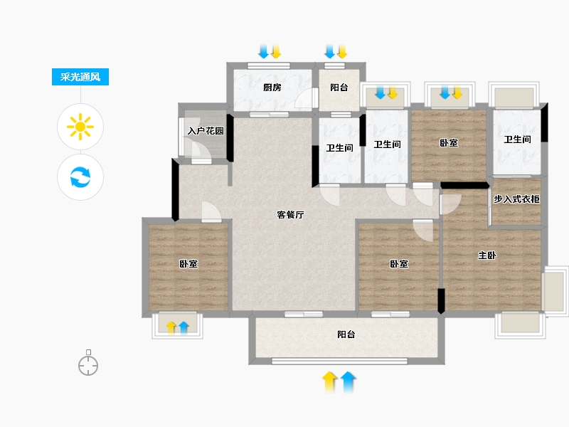 广东省-广州市-天马丽苑-122.00-户型库-采光通风