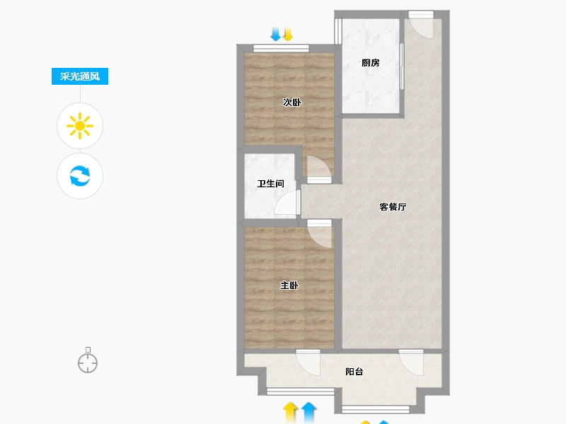 山东省-青岛市-融创维多利亚湾-67.84-户型库-采光通风