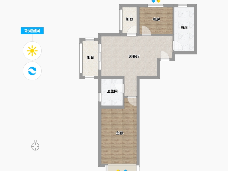 河北省-廊坊市-路劲阳光城-63.60-户型库-采光通风