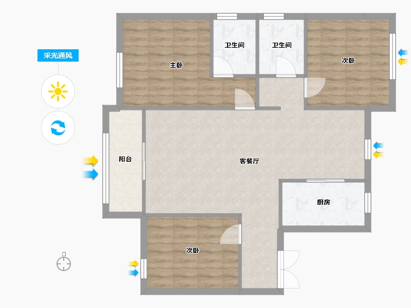 宁夏回族自治区-吴忠市-金水悦府-100.00-户型库-采光通风