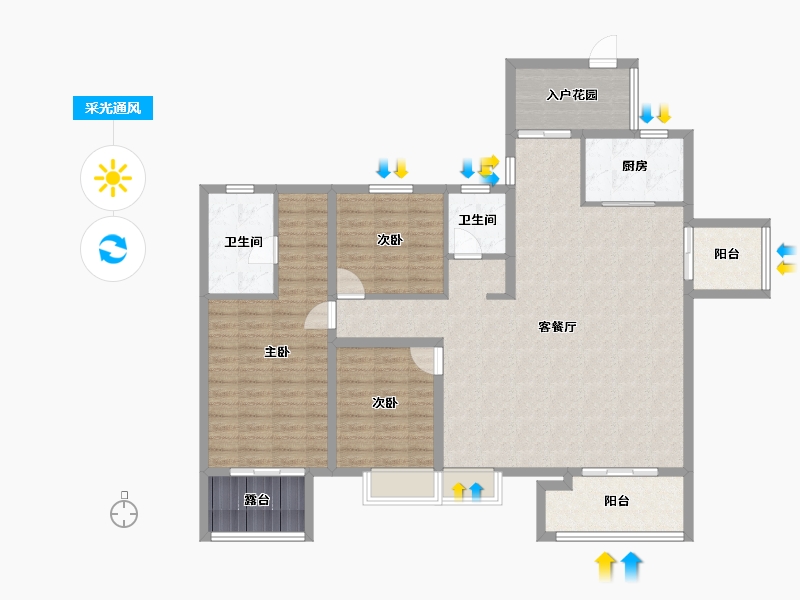 广东省-广州市-招商雍景湾-130.99-户型库-采光通风