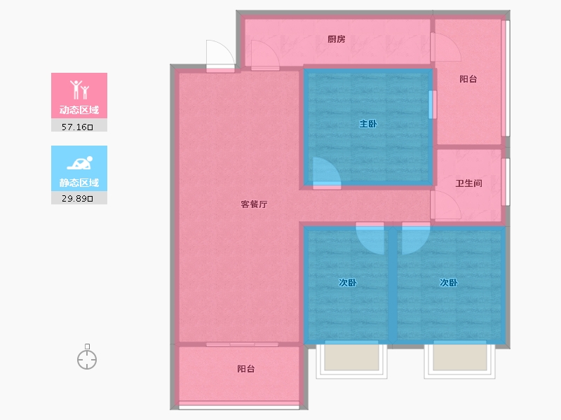 广东省-广州市-保利紫薇花园（北区)-76.52-户型库-动静分区