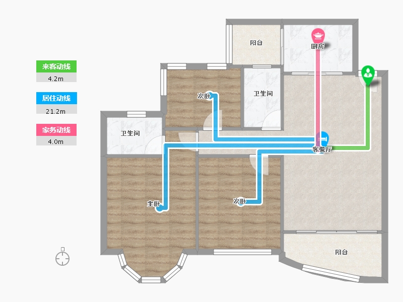 广东省-广州市-祈福新村山泉居-85.66-户型库-动静线