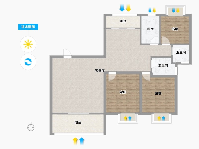 广东省-广州市-新都盛世名门-106.06-户型库-采光通风