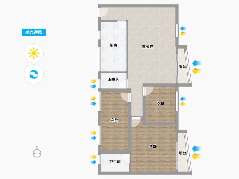 广东省-广州市-芳村花园-90.93-户型库-采光通风