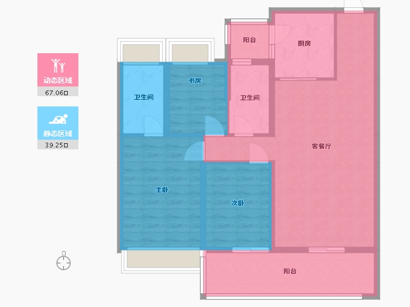 海南省-海口市-阳光金典-96.80-户型库-动静分区