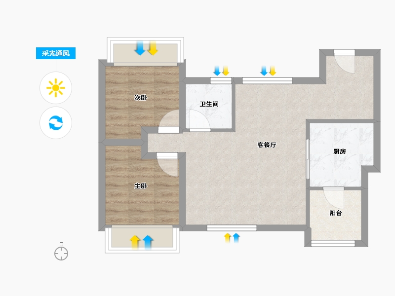 广东省-广州市-鸣翠花园-55.24-户型库-采光通风