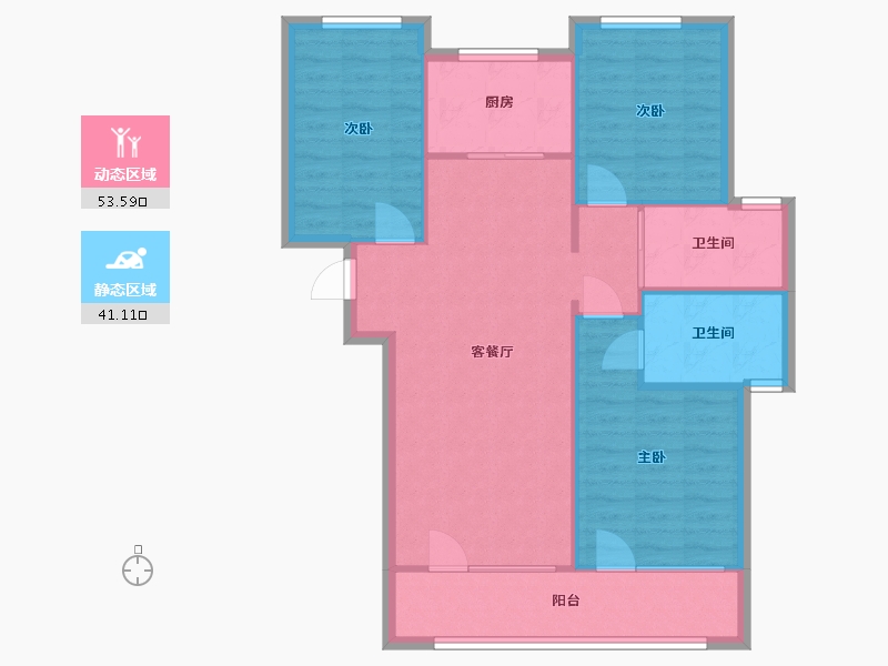 湖北省-武汉市-融创观澜壹号-西区-85.51-户型库-动静分区