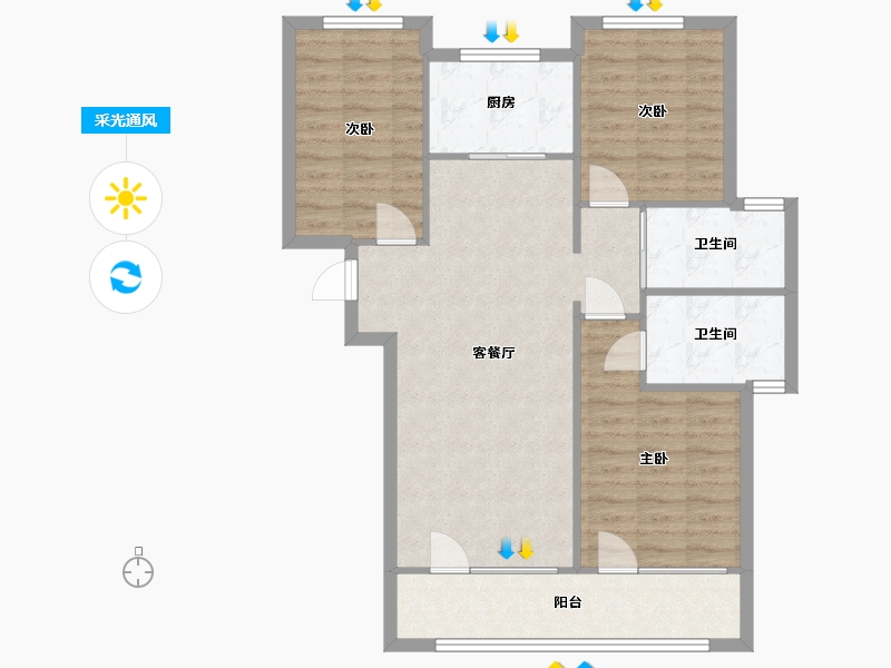 湖北省-武汉市-融创观澜壹号-西区-85.51-户型库-采光通风