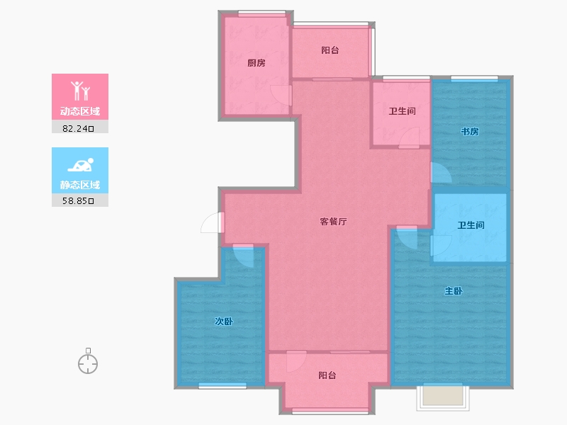 山东省-青岛市-融创维多利亚湾-128.09-户型库-动静分区