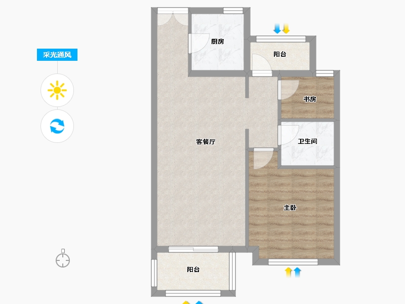 河北省-廊坊市-路劲阳光城-64.30-户型库-采光通风