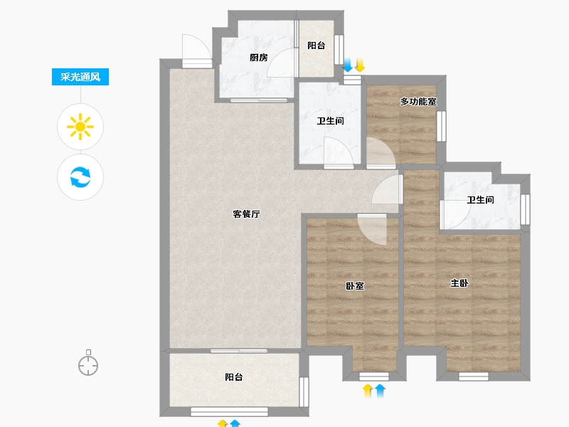 广东省-佛山市-保利珑门-70.10-户型库-采光通风