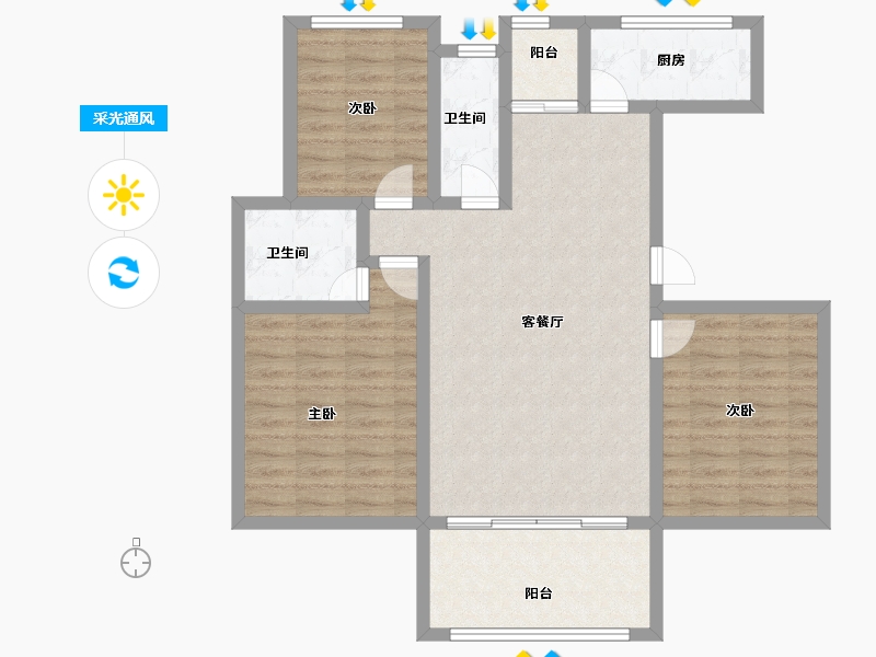 山东省-泰安市-河畔豪庭-93.00-户型库-采光通风