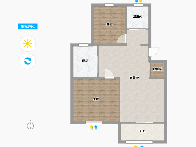 江苏省-南京市-灵顺小区-68.22-户型库-采光通风