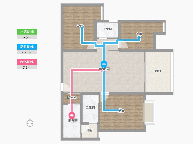 广东省-广州市-丽江花园华林居-88.32-户型库-动静线