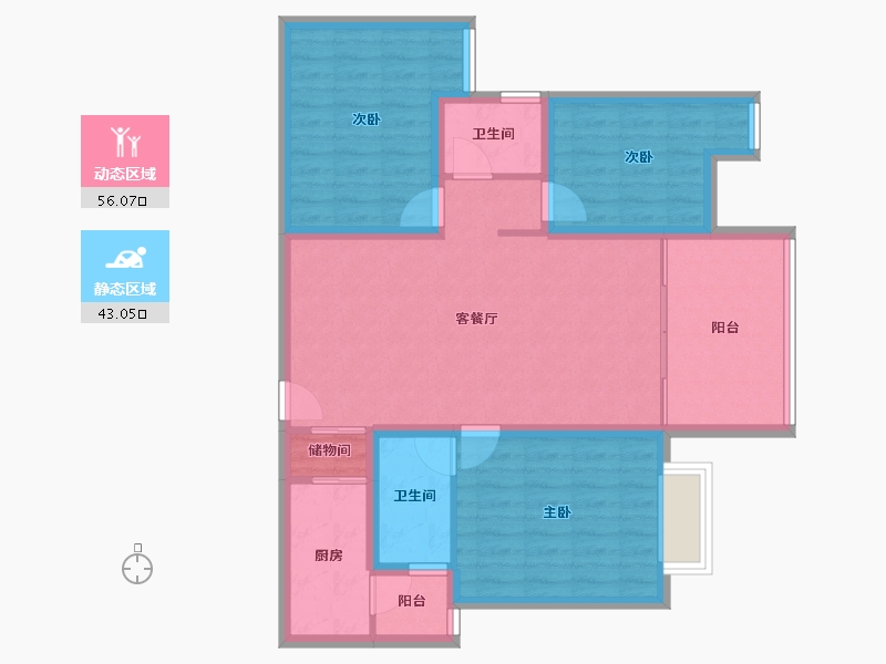 广东省-广州市-丽江花园华林居-88.32-户型库-动静分区