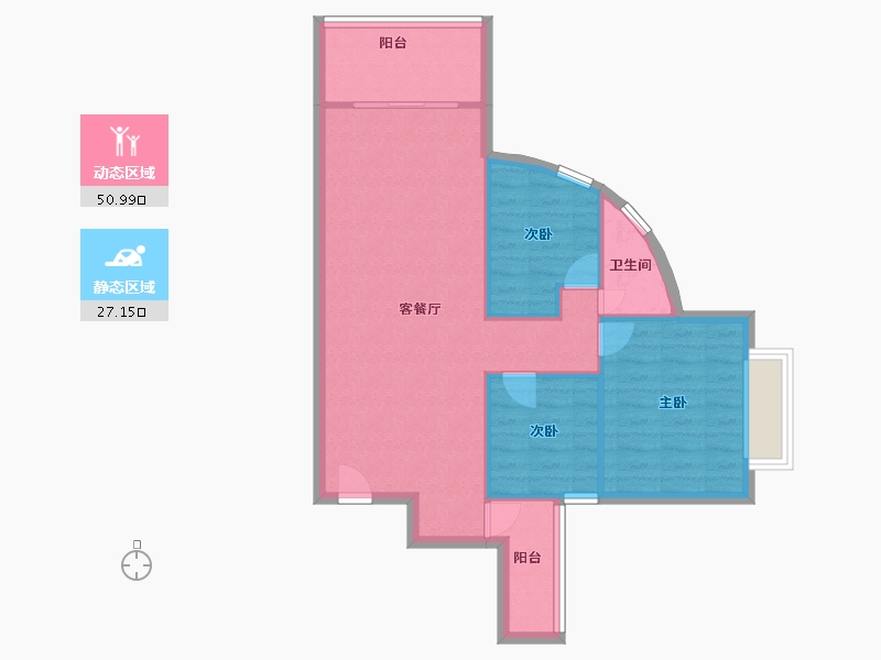 广东省-佛山市-中南海晖园-71.03-户型库-动静分区